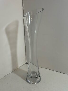 Vintage clear asymmetrical decorative flower vase container
